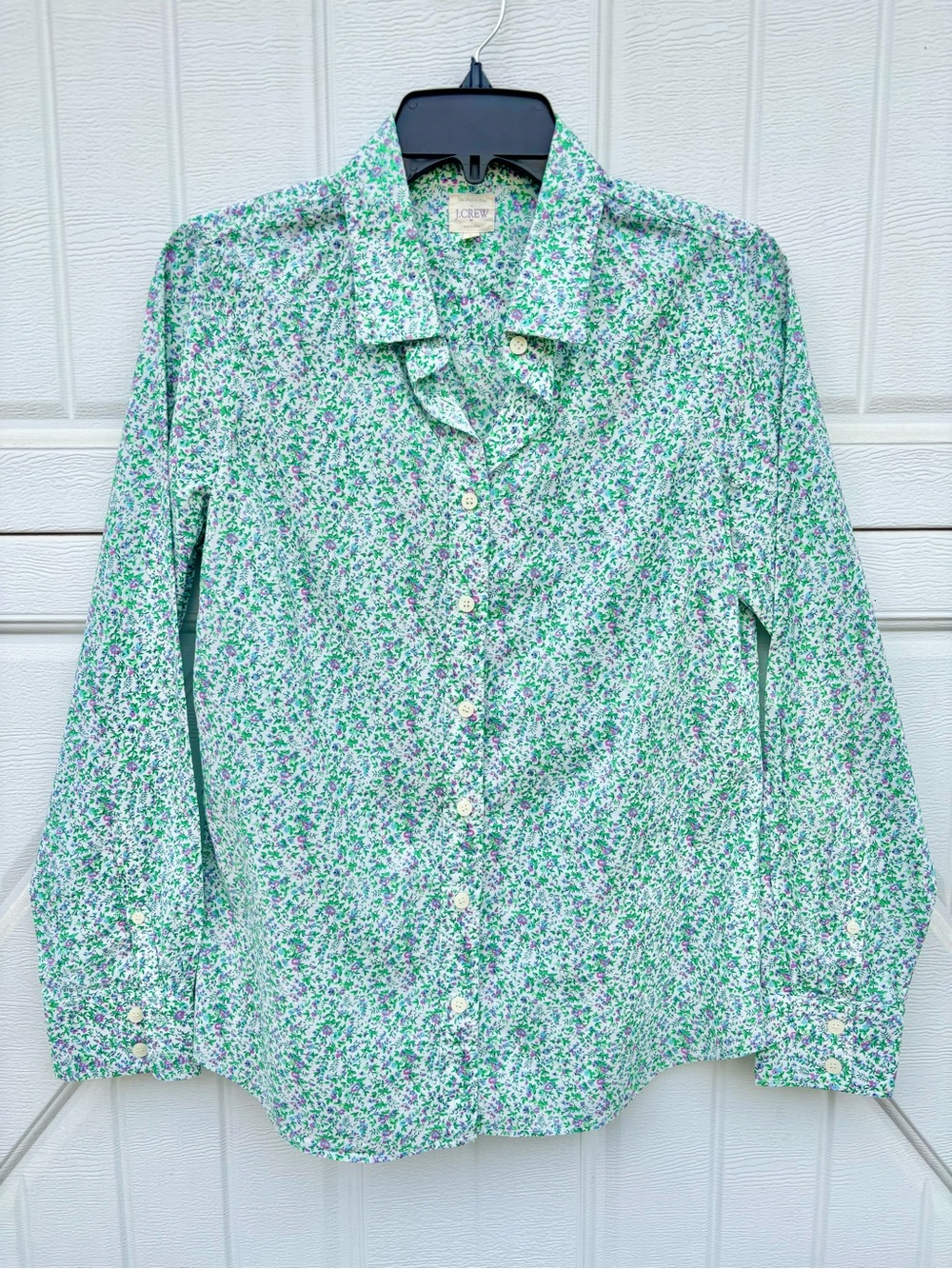 J.Crew The Perfect Shirt Green Purple Floral Cotton Button Down S